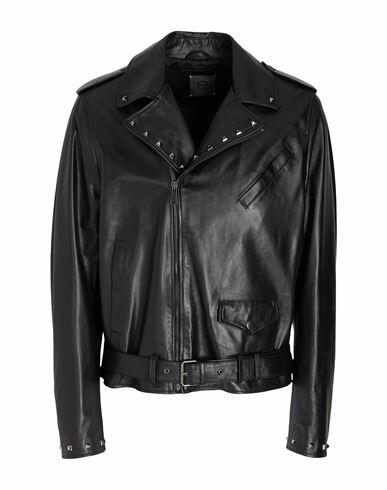 8 By Yoox Studded Biker Leather Jacket Man Jacket Black Lambskin Cover