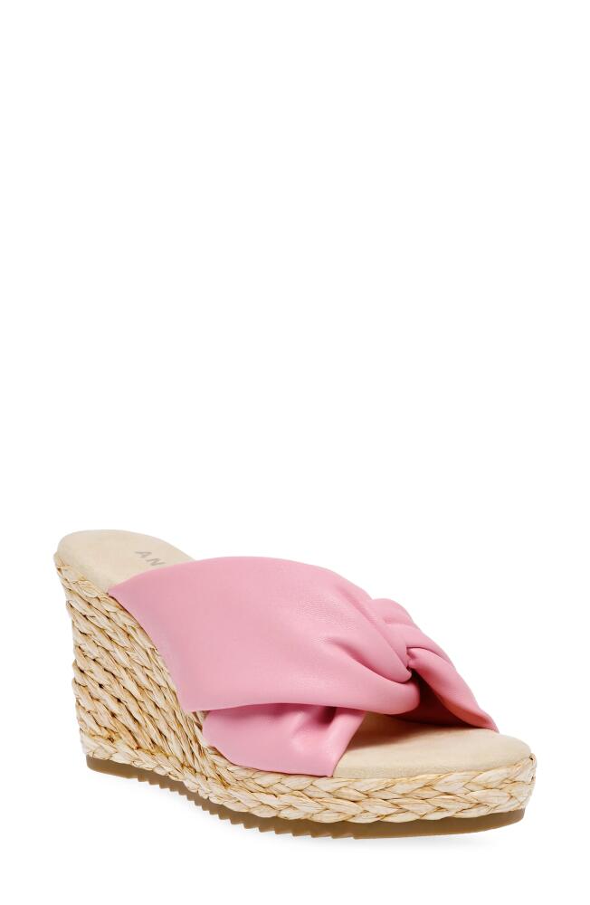 Anne Klein Winnie Espadrille Wedge in Pink Smooth Cover