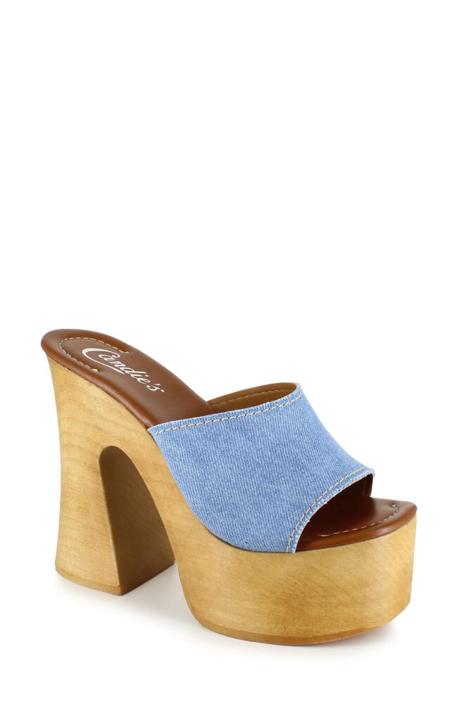 Candie's Mia Platform Slide Sandal in Blue Cover