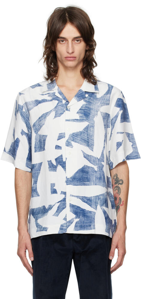 Paul Smith Blue & White Printed Shirt Cover