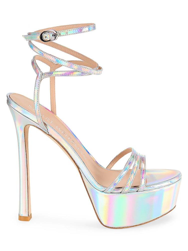 Stuart Weitzman Women's Soiree Iridiscent Platform Sandals - Silver Cover