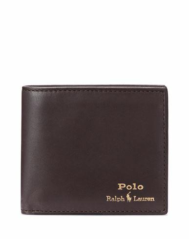 Polo Ralph Lauren Leather Billfold Wallet Man Wallet Dark brown Bovine leather Cover