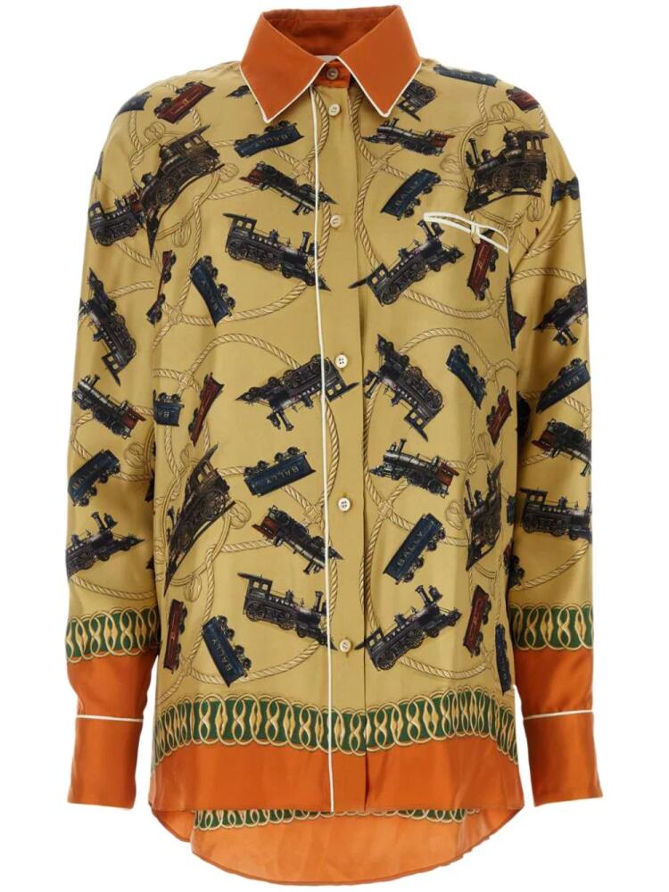 Bally graphic-print oversized silk shirt - Neutrals Cover