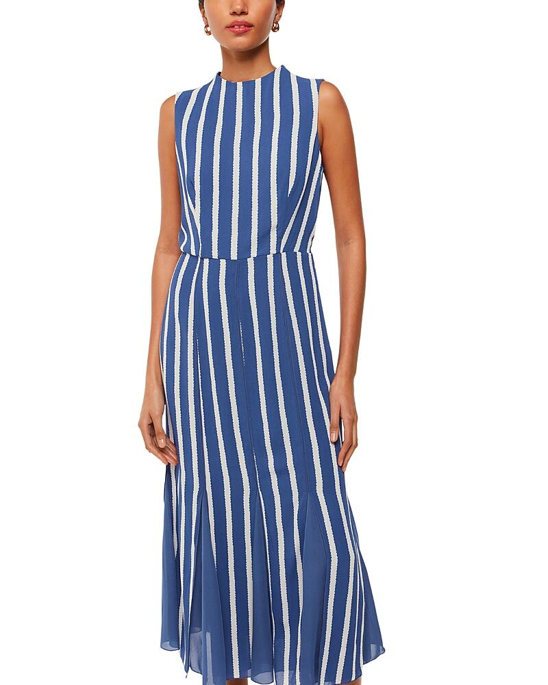 Whistles Crinkle Stripe Midi Dress Cover