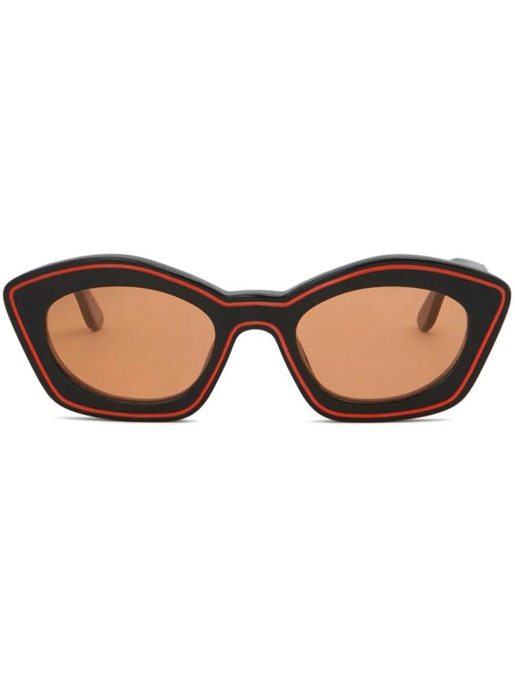 Marni logo-print oval-frame sunglasses - Black Cover