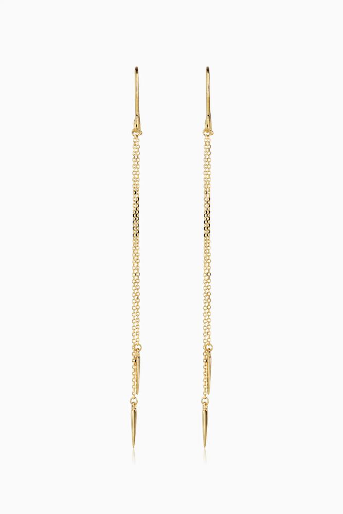 Oradina 14K Yellow Gold Sharp Dresser Drop Earrings Cover