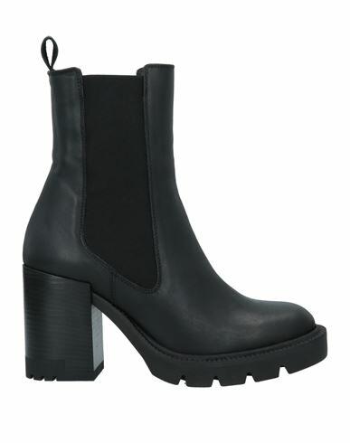 Janet & Janet Woman Ankle boots Black Soft Leather, Elastic fibres Cover