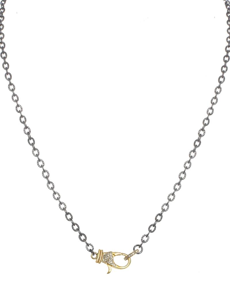 Margo Morrison Rhodium Finish Sterling Silver Chain with Vermeil and Diamond Clasp Cover