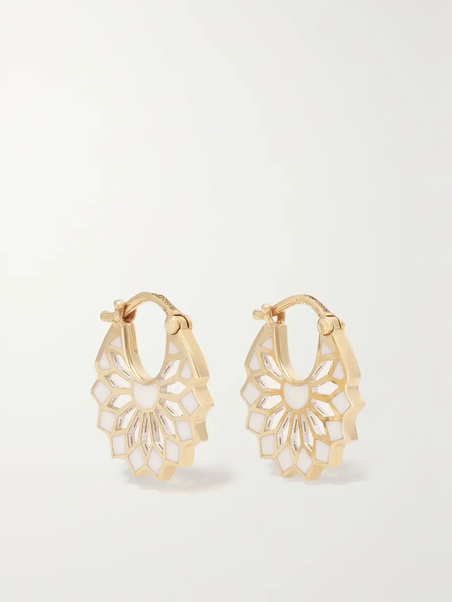 L'Atelier Nawbar - The Mini Lady Sursock 18-karat Gold Enamel Hoop Earrings - One size Cover