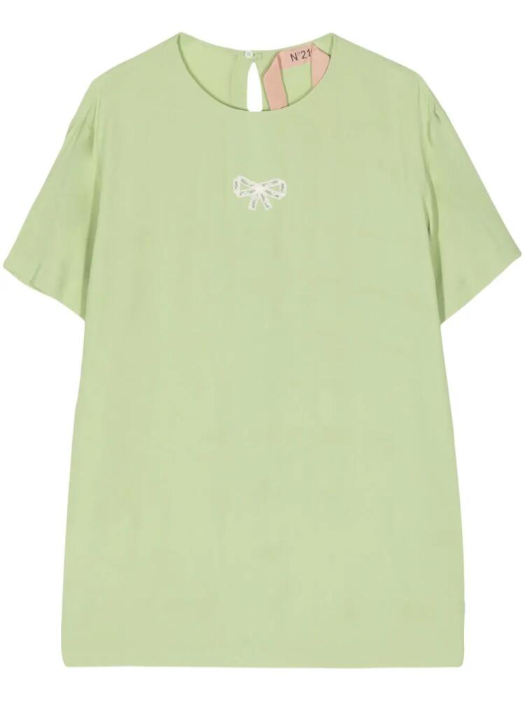 Nº21 bow-detail T-shirt - Green Cover