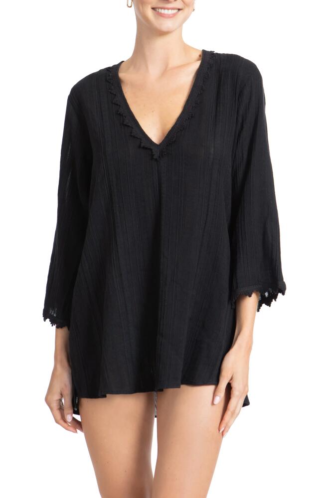 Robin Piccone Jo Lace Trim Cover-Up Tunic in Black Cover