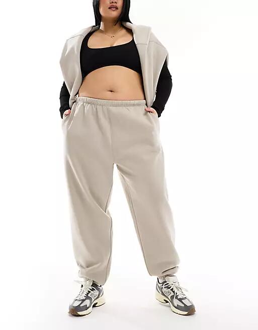 Kaiia Plus cuffed sweatpants in stone - part of a set-Neutral Cover