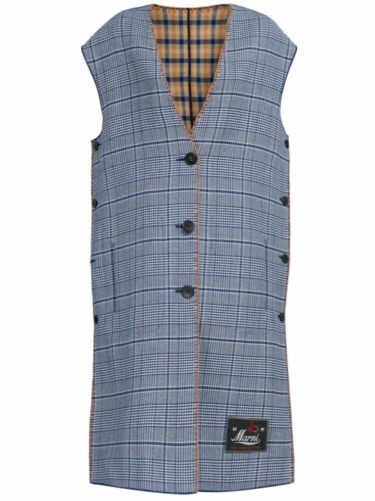 Marni check-pattern reversible waistcoat - Blue Cover