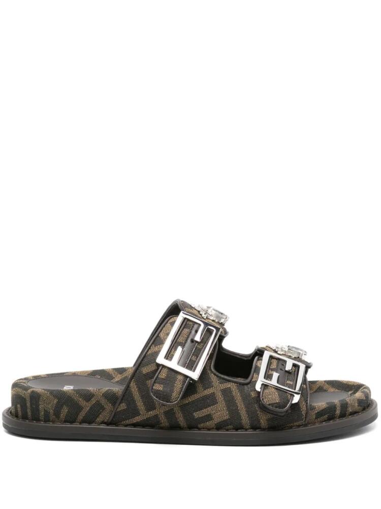 FENDI FF-jacquard canvas slides - Brown Cover