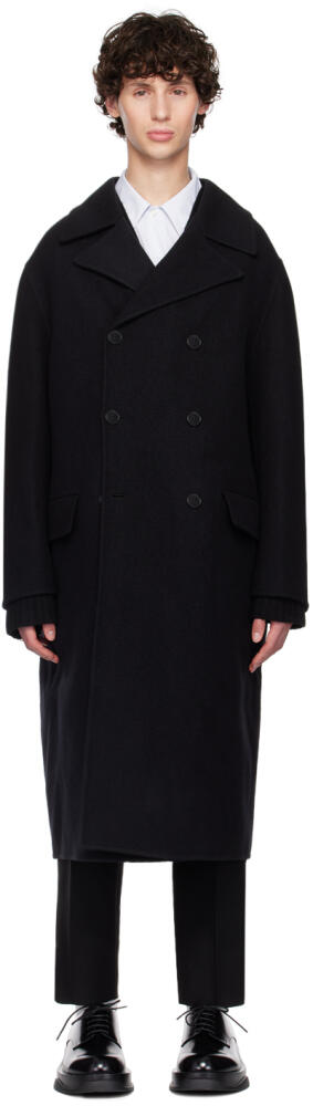 Jil Sander Black Double-Breasted Coat Cover