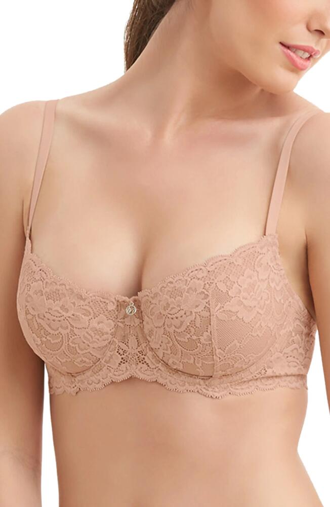 Montelle Intimates Flirt Lace Underwire Demi Bra in Sand Cover