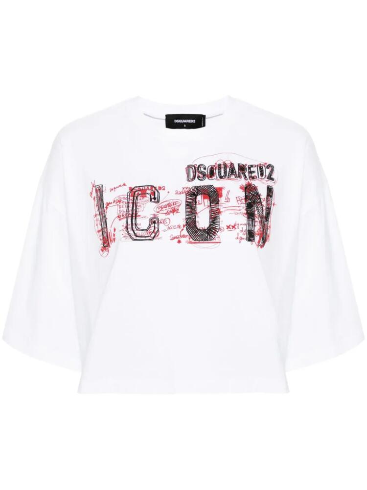 DSQUARED2 Icon Scribble cotton T-shirt - White Cover