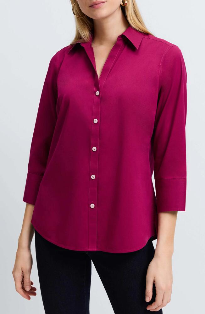 Foxcroft Mary Button-Up Blouse in Sangria Cover