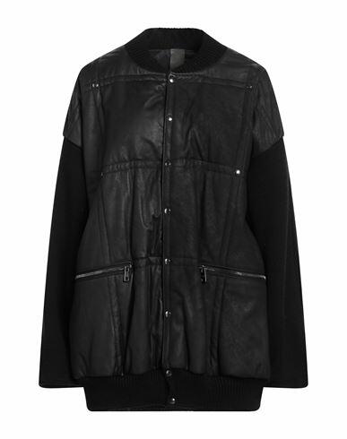 Giorgio Brato Woman Jacket Black Soft Leather, Polyamide, Acetate, Wool Cover