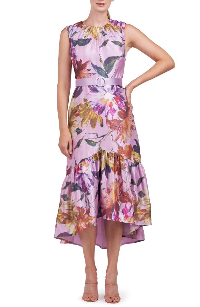 Kay Unger Beatrix Floral Belted High-Low Dress in Pink Mauve Cover