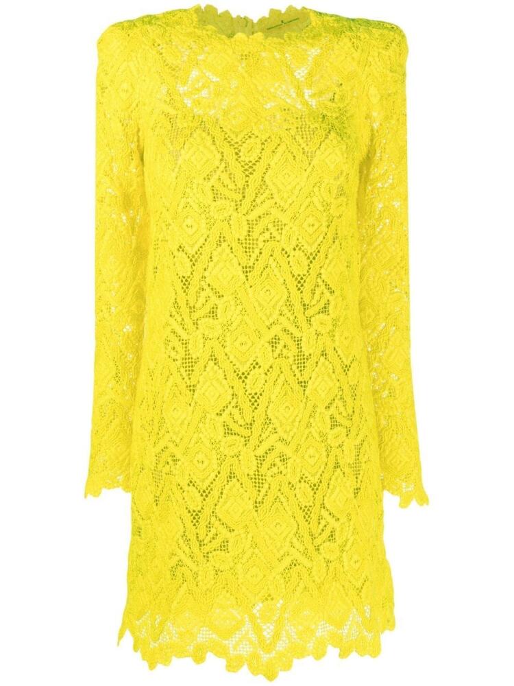 Ermanno Scervino embroidered-lace shirt mini dress - Yellow Cover