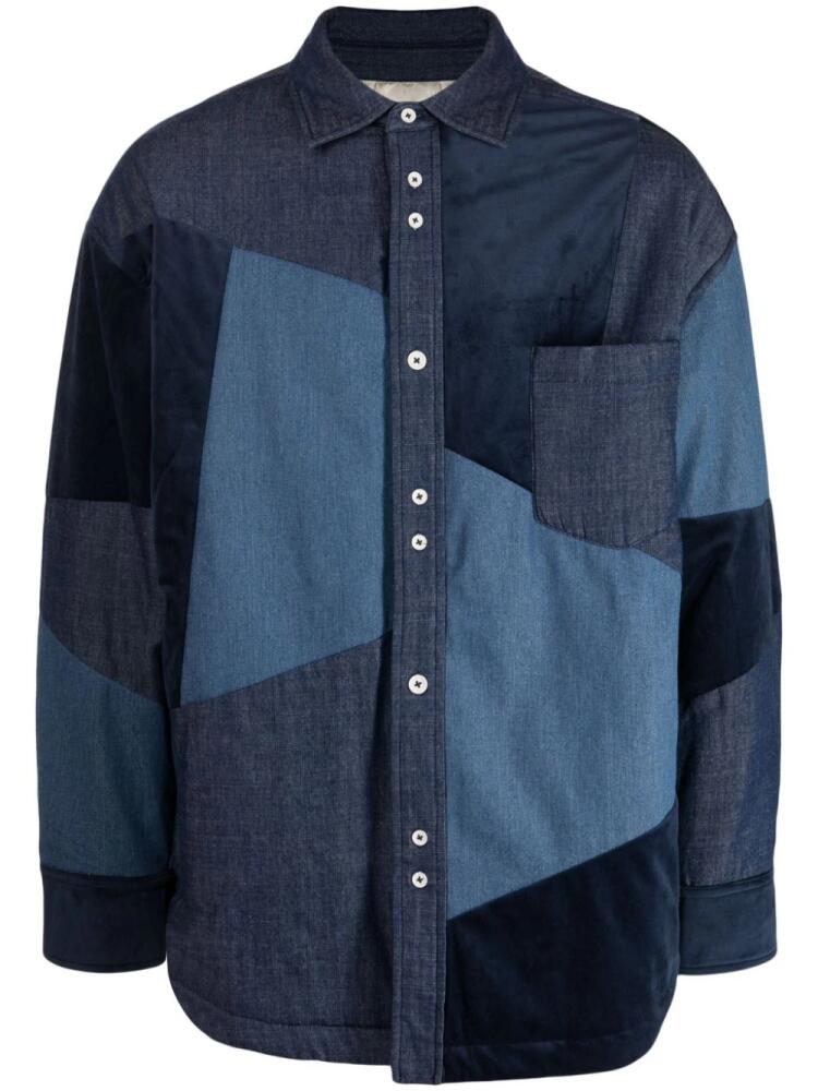 FIVE CM patchwork shirt jacket - Blue Cover