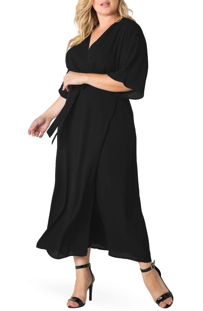 Standards & Practices Short Sleeve Wrap Maxi Dress in Black Cover