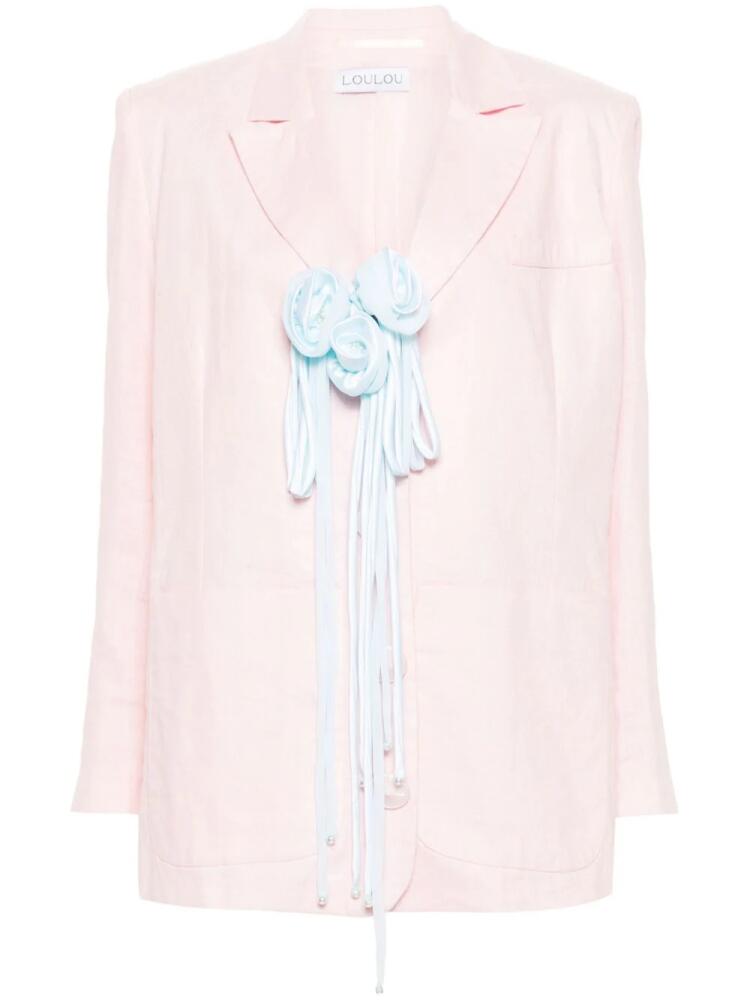 Loulou floral-appliqué single-breasted blazer - Pink Cover