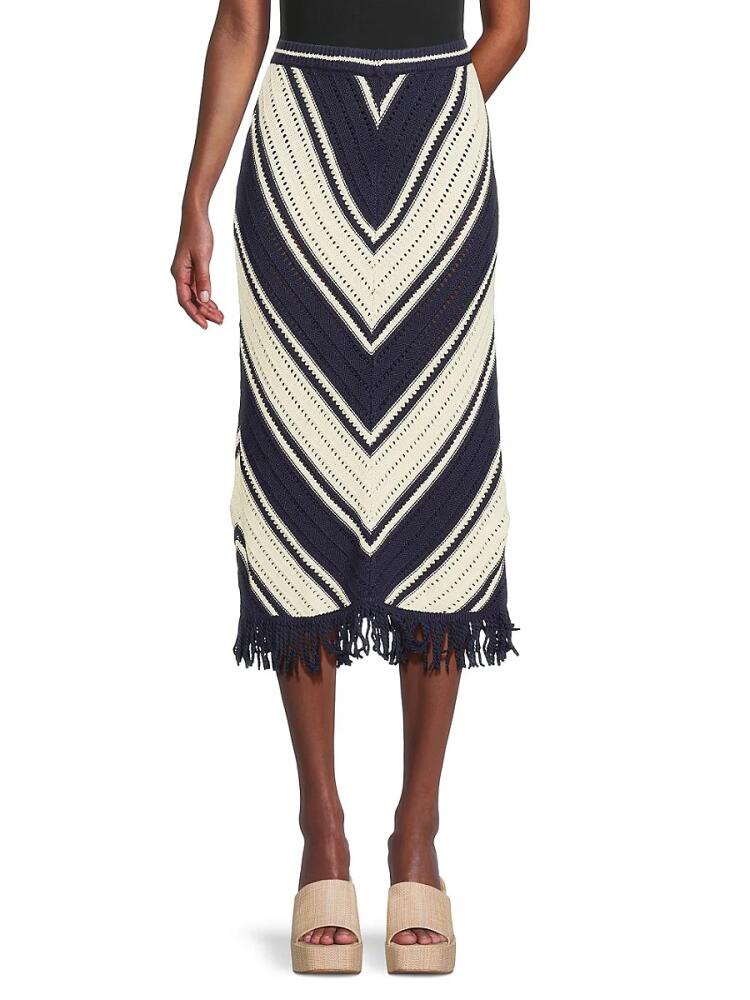 Design 365 Women's Colorblock Crochet Midi Skirt - Navy Cover