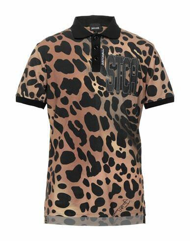 Just Cavalli Man Polo shirt Brown Cotton, Viscose Cover