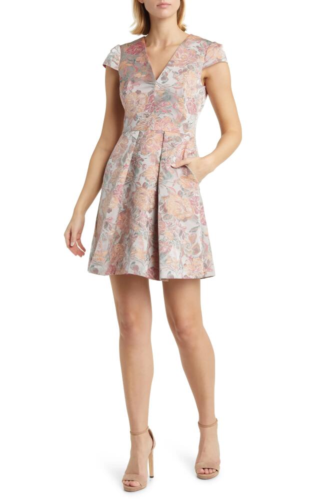 Vince Camuto Floral Jacquard Fit & Flare Dress in Rose Cover