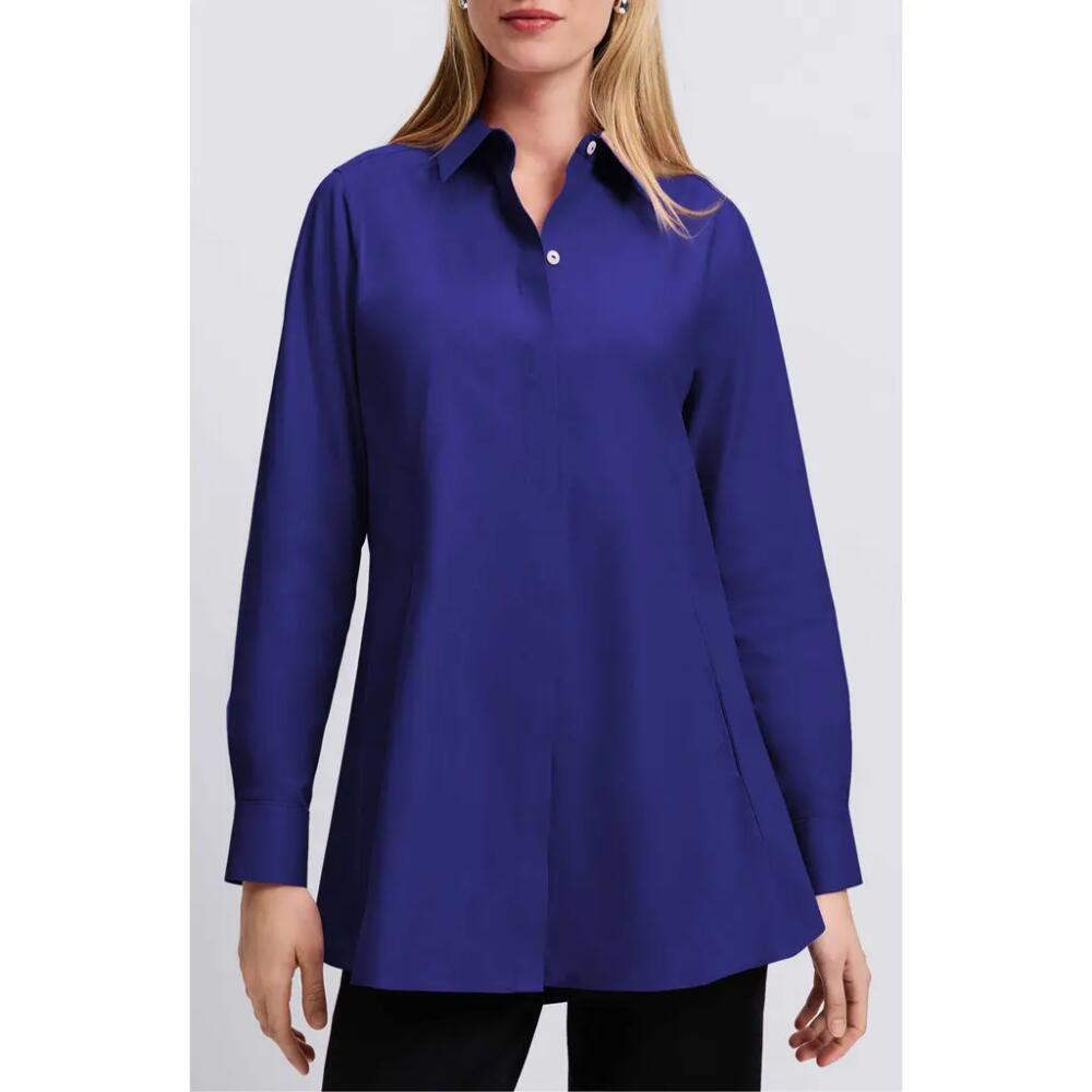 Foxcroft Cici Non-Iron Tunic Blouse in Majestic Blue Cover