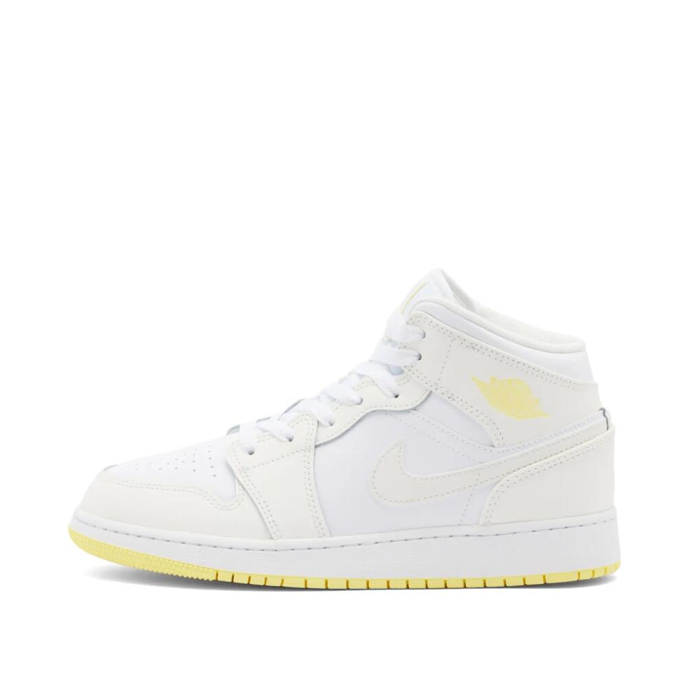 Air Jordan 1 Mid Fund GS Sneakers in Sail/Light Laser Orange/White Cover