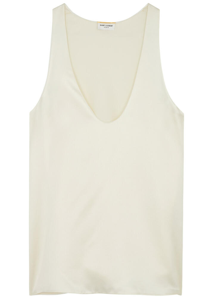 Saint Laurent Silk-satin Tank - Off White Cover