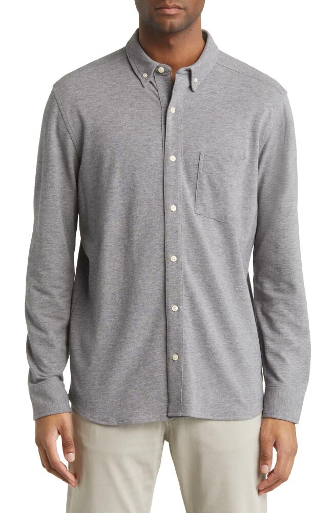 Johnston & Murphy XC Flex Birdseye Cotton Button-Down Shirt in Light Gray Cover