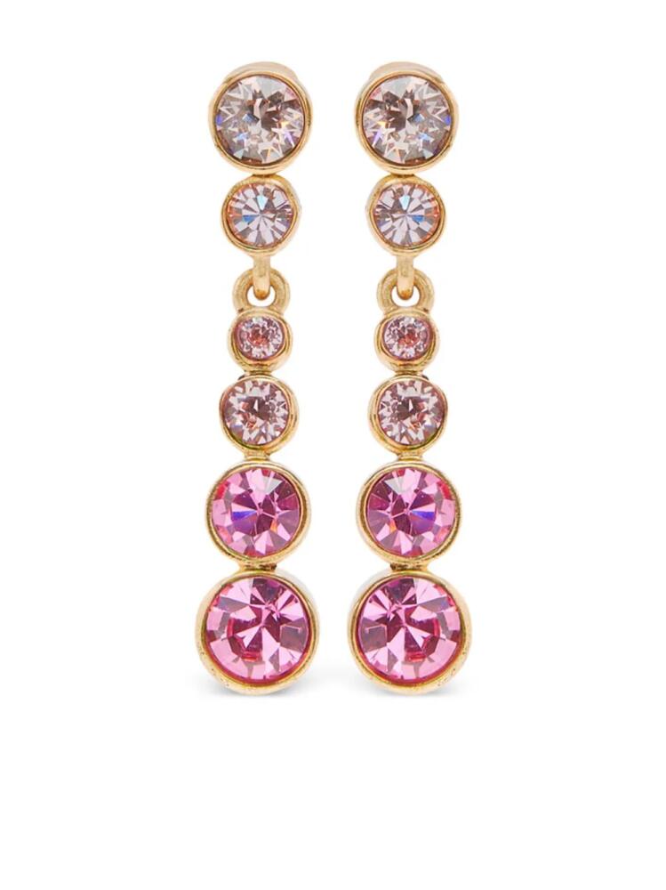 Oscar de la Renta crystal-embellished drop clip-on earrings - Gold Cover