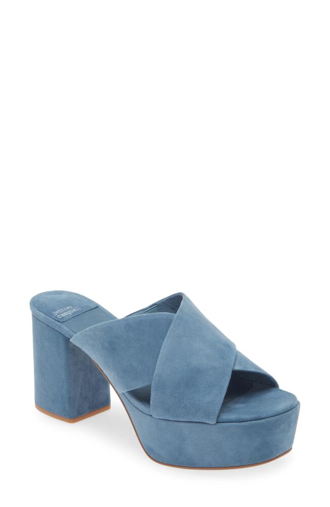 Jeffrey Campbell Coerce Platform Sandal in Teal Suede Cover