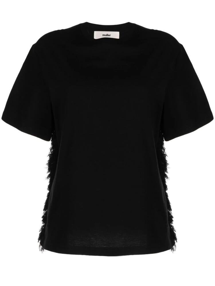 Muller Of Yoshiokubo fringe-detail short-sleeve T-shirt - Black Cover