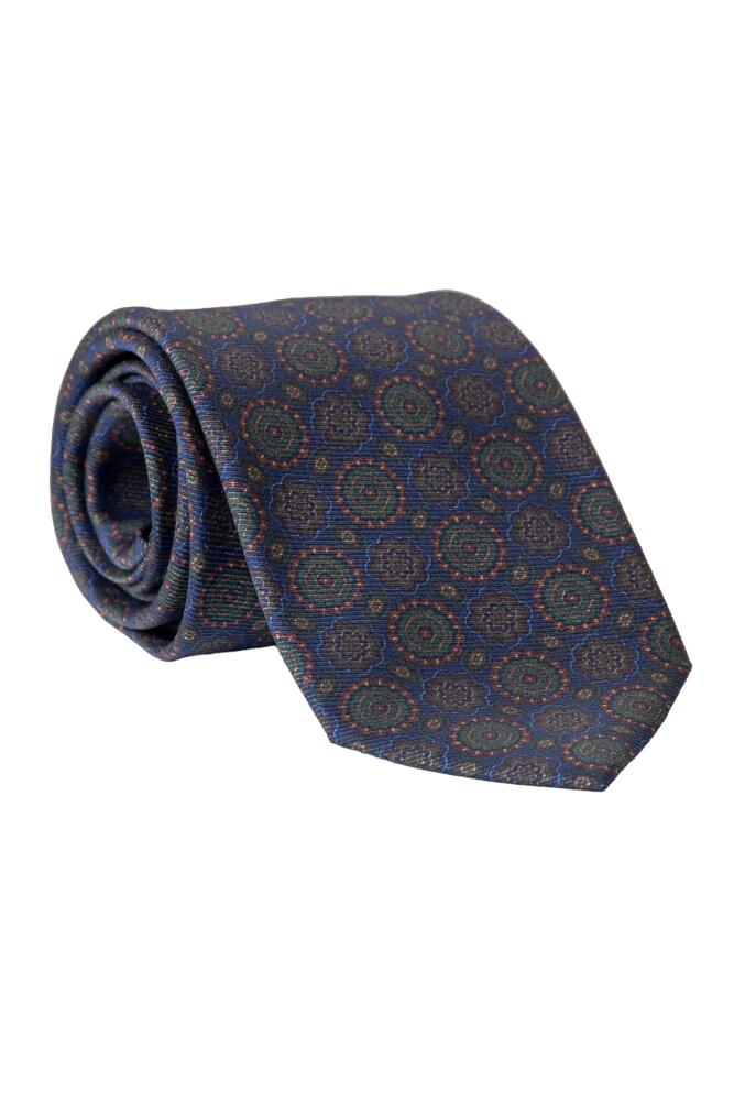 Elizabetta Moretti - Printed Silk Tie for Men in Navy And Green Cover