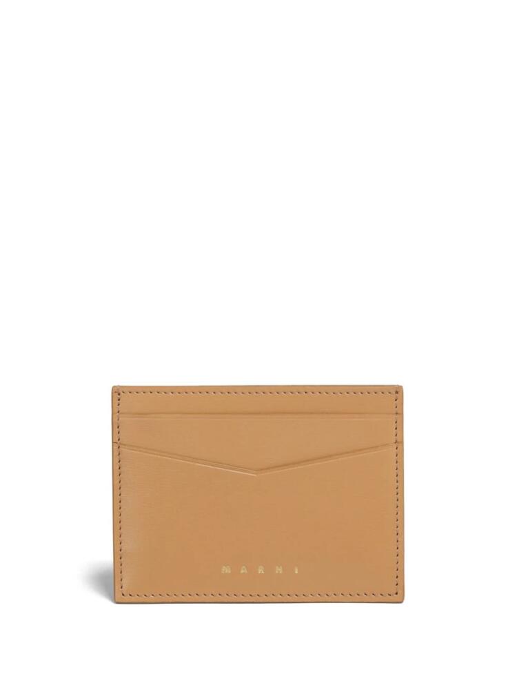 Marni logo-print leather cardholder - Brown Cover