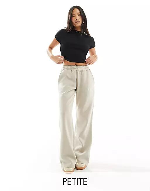 Kaiia Petite wide leg sweatpants in stone-Neutral Cover