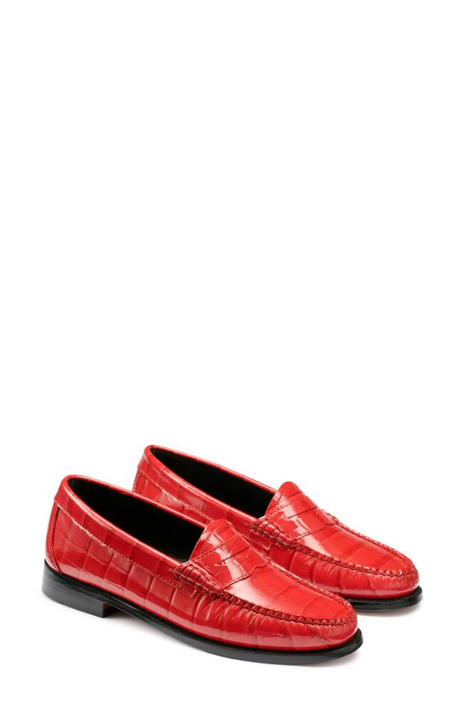 G. H.BASS Whitney Croc Embossed Penny Loafer in Red Cover