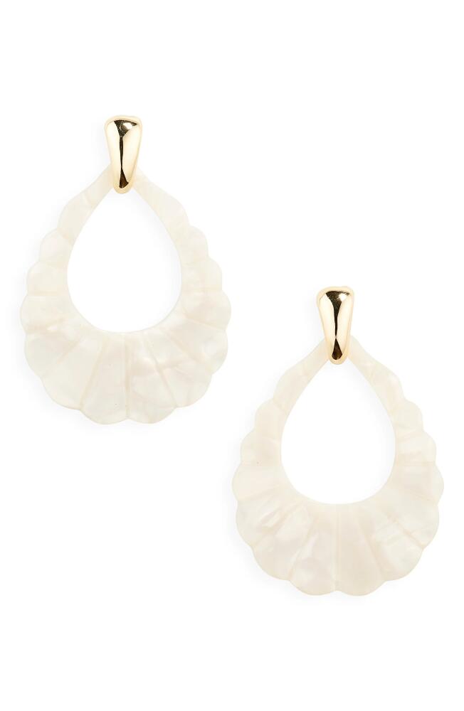 Nordstrom Scalloped Teardrop Earrings in White- Gold Cover