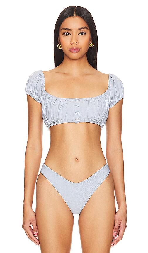 Montce Swim X Olivia Culpo Bandita Bikini Top in Blue Cover