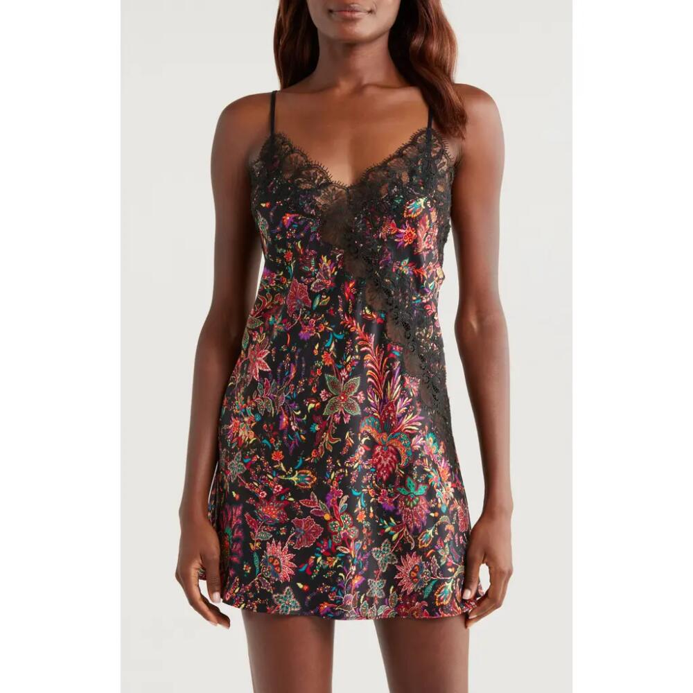 Natori Granda Lace Trim Chemise in Black Multi Cover