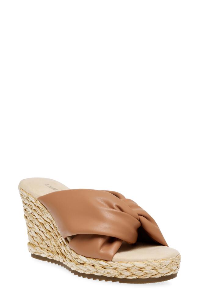 Anne Klein Winnie Espadrille Wedge in Tan Smooth Cover