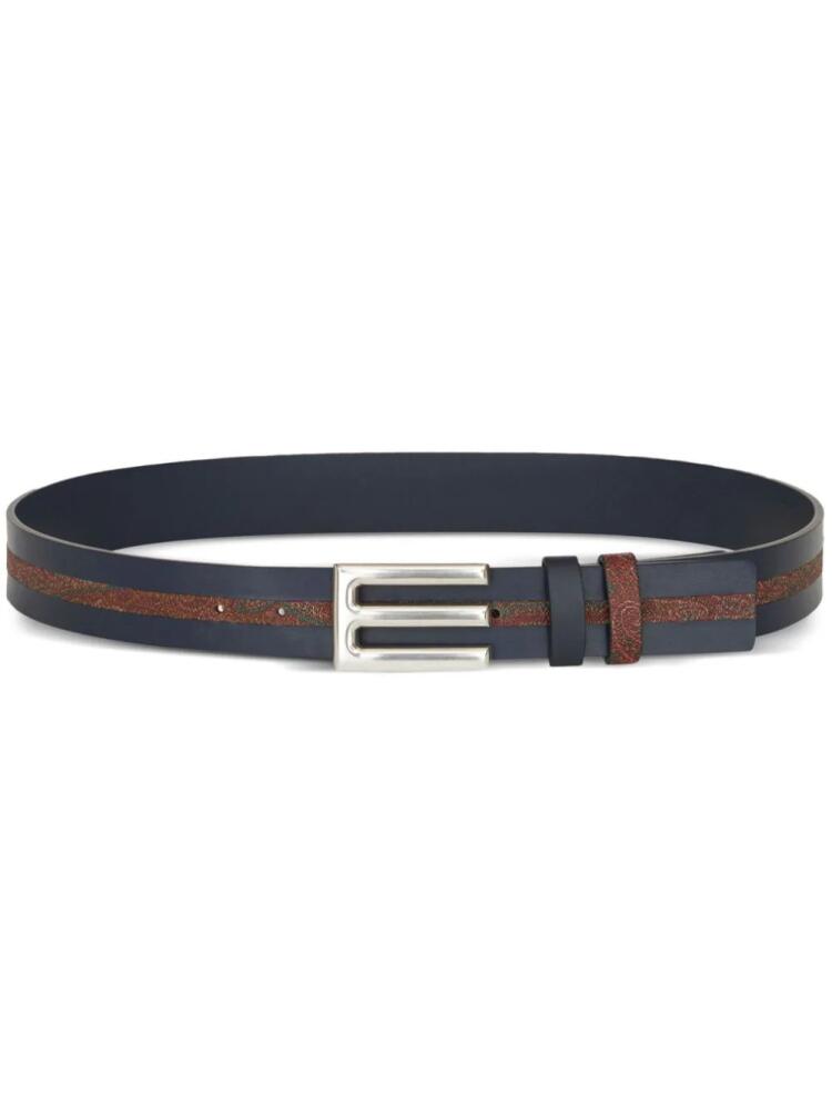 ETRO logo-plaque leather belt - Blue Cover