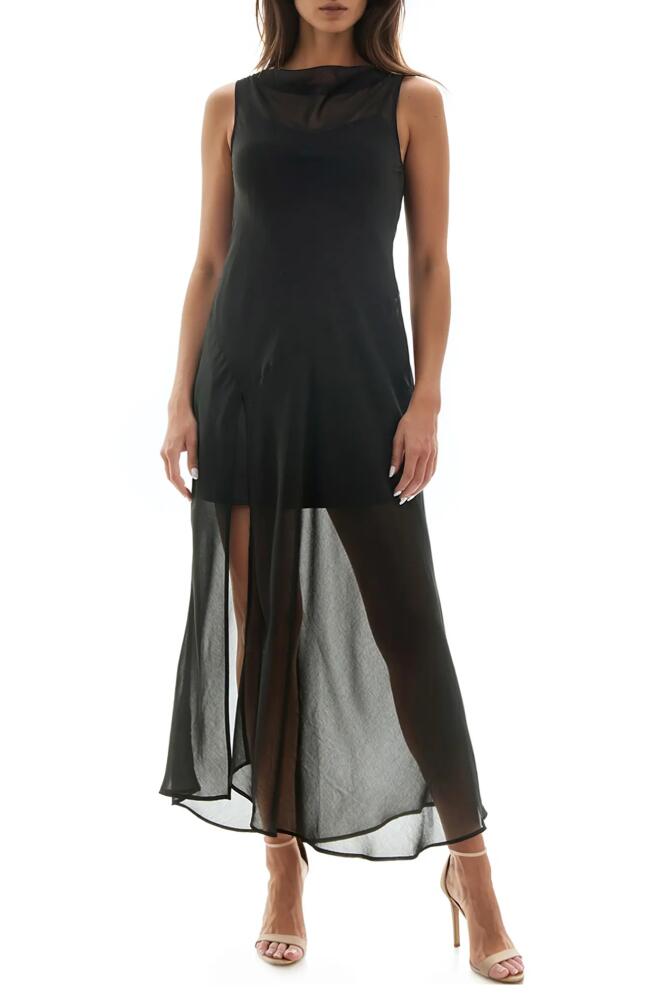 Socialite Cowl Neck Chiffon Maxi Dress in Black Cover