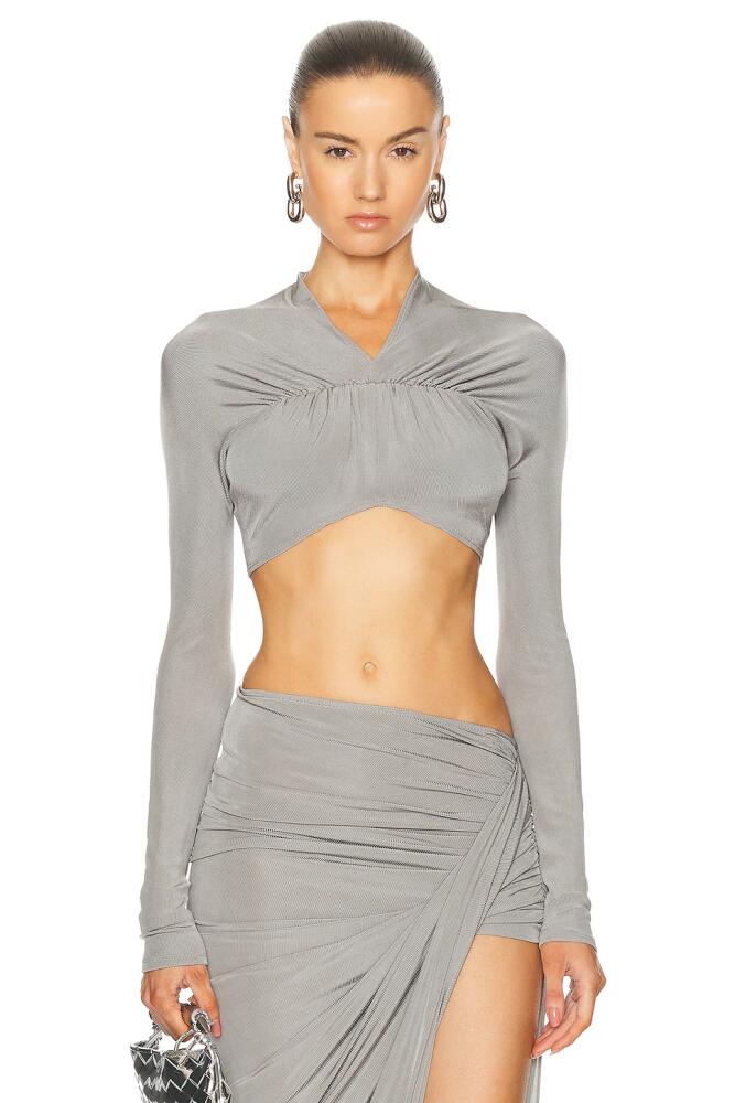 Atlein V Neck Front Ruched Crop Top in Grey Cover