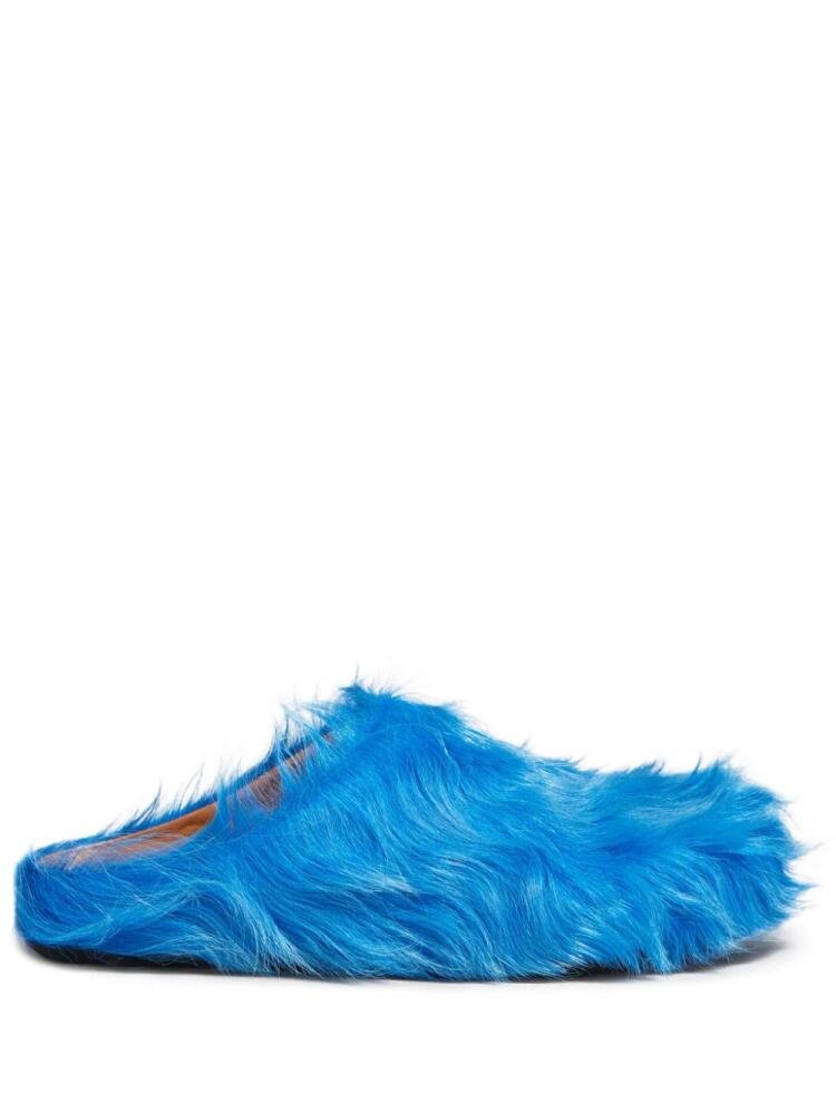 Marni Fussbet Sabot calf-hair slippers - Blue Cover